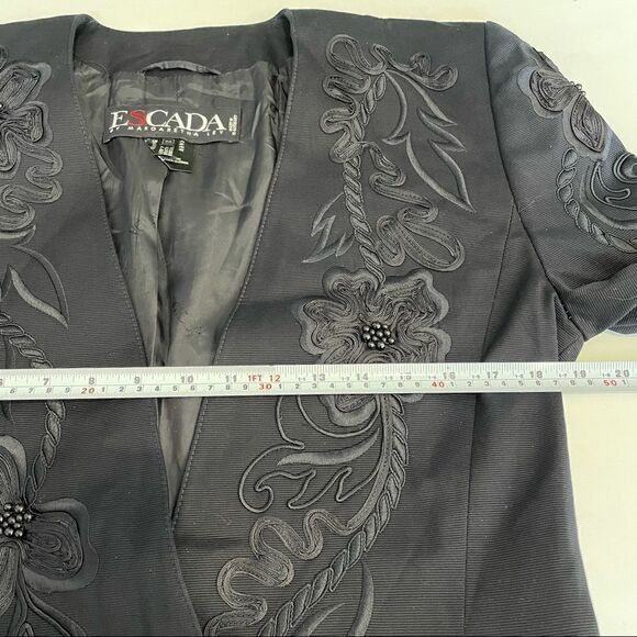 Vintage Escada  Navy Single  Button Floral Embroidered Blazer - Picture 15 of 16